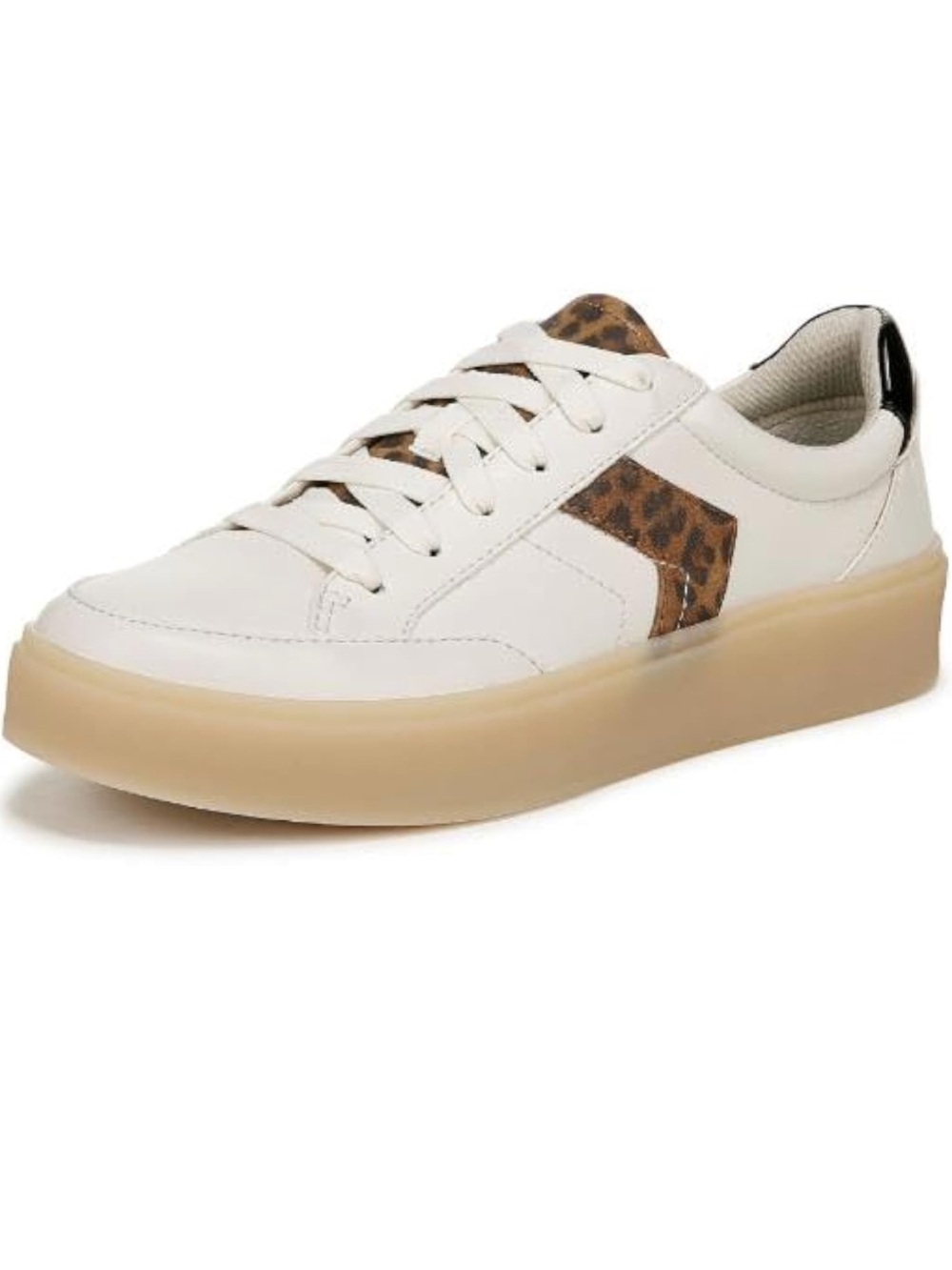 Dr. Scholl’s Size 9 Madison Lace Ivory Vegan Sneakers Leopard Accent Nonskid EUC